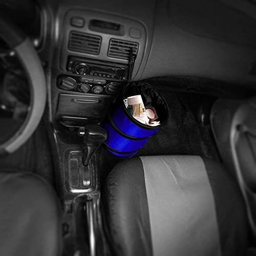 FH Group Automotive Waterproof Portable Collapsible Small Trash Can Garbage Container fits Most Cars,Polyethylene, SUVs, and Trucks Blue - color: Blue, style: Small