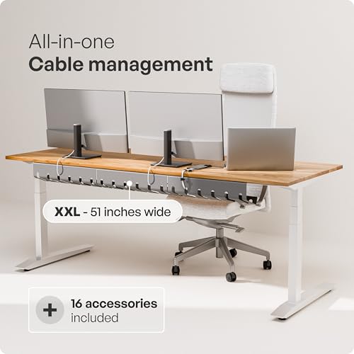 PAMO Cable Management Under Desk for Easy mounting Under-Table I Set of 3 - with 10X Cable Ties I Desk Organizer for Office/Home Office Table Thoughtful Cable Tray Holder - color: Grey, size: Set of 3