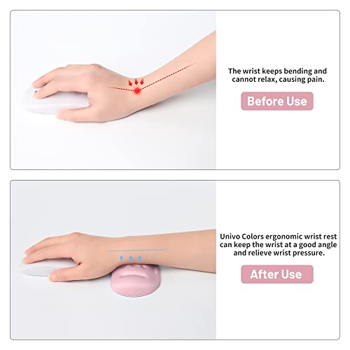 UnivoColors Pink Superfine Memory Foam Wrist Rest Soft Gel Ergonomic Mouse Pad Wrist Support for Mouse, Gaming, Computer, Laptop, Office - color: Wr_pink, style: Wrist Rest