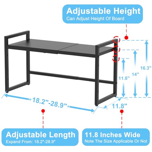 Expandable Metal Storage Shelves, 110LBS Heavy Duty Shelving Units and Storage for Pots Pans Small Appliances, Adjustable Metal Storage Shelf Organizer Rack for Kitchen Cabinets Closet Pantry Garage - size: 1 Tier:11.8"D x 28.9"W x 16.3"H