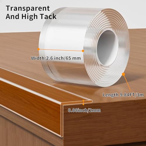 2.6in x 9.84Ft,Soft Corner Protectors for Furniture,Table Corner Protectors,Cabinet Bumpers,Wall Corner Protector,Window Clear Edge Protector Strip,Safe for Proof - size: Large,2.6in x 9.84FT