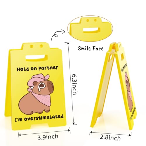 Cute Capybara Desk Sign for Office - Funny "I'm Overstimulated" Meme Decor, Novelty Gag Gift for Coworkers, ADHD Anxiety, Social Battery Warning Sign - style: Cute Capybara
