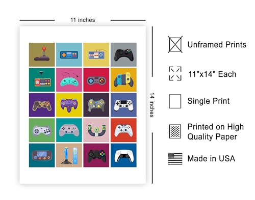 Poster Master Video Game Controller Evolution Print - Gaming Poster - Geeky Art - Retro Consoles & Controllers Wall Design - Pop Art Game Room or Boy's Bedroom Decor - 11x14 UNFRAMED Wall Art - color: Style-05, size: 11"L x 14"W