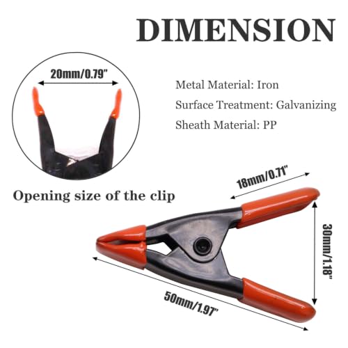 10 Pcs 2 Inch Spring Clamps, Heavy Duty Metal Strong Clips Clamps Open Mouth is 3/4 Inch (Orange) - color: Orange, size: 10 Pcs