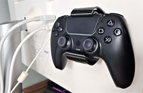 Controller Holder – Under Desk or Wall Mount Compatible with PS5 DualSense and Xbox Controllers | Quick Snap-in Design | Made in USA - color: Black, size: PS5