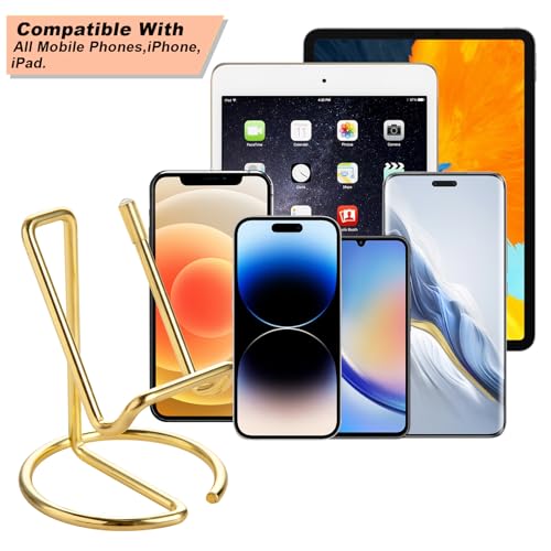 ROPOSY 2 Pack Cell Phone Stand for Desk, Cute Metal Gold Cell Phone Stand Holder Desk Accessories, Compatible with All Mobile Phones, iPhone, iPad - color: gold, size: 2 pack