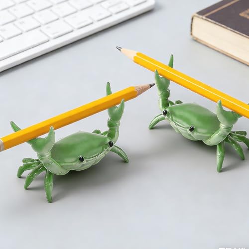 Shudyear Crab Pen Holder 2 Pack, Cute Desk Organizer Crab Pencil Holder, Creative Desktop Storage for Pens, Makeup Brushes, Office Desk Decor(green) - color: green