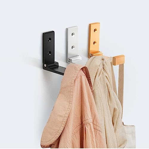 ZEYU Folding Coat Hooks, 10Pcs Wall Hooks for Hanging Coat Towel Hooks Hardware Heavy Duty Aluminum Alloy Headphone Holder No Rust Wall Mounted with Screws for Bags Fitness Equipment (10Pcs-Golden) - color: 10Pcs-Golden