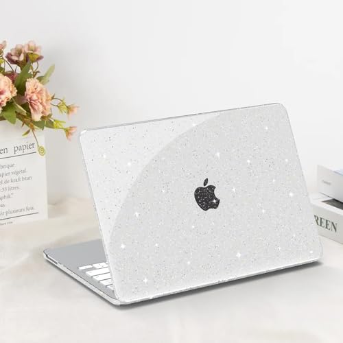 G JGOO Compatible with MacBook Neo Case 13 inch 2026 Model A3404 with A18 Pro Chip, Glitter Protective Plastic Hard Shell for Mac Neo Case with Keyboard Cover & Screen Protector, Sparkly Clear - color: Glitter Clear