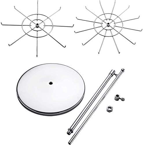 Dual Adjustable (Total Height & Tier Heighs) CounterTop Spinner Display Stand, Heavy Duty 2-Tiers, Silver - color: Silver