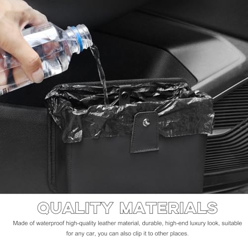Yourkar Car Trash Can, Foldable Waterproof Leather Car Garbage Organizer Holder, Automotive Mini Dustbin Container with One Roll Trash Bag, Universal Interior Car Accessories (Gray, M) - color: Gray, M
