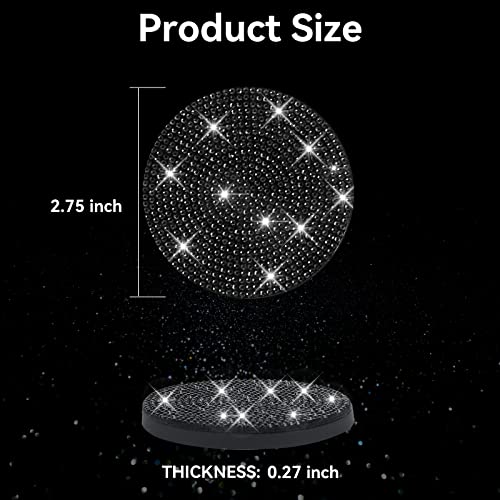 SINGARO Bling Cup Holder Coasters for Car, 4PCS Universal Non-Slip Cup Holder, Embedded Decorative Coasters, Shiny Crystal Car Interior Accessories Gifts for Women (Black) - color: Black, size: 4PCS