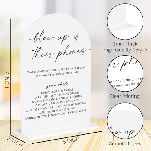 Wedding Blow Up Their Phones Sign Photo Hunt Party Game Acrylic Arch Wedding Bridal Shower Baby Shower Welcome Table Signs for Ceremony and Reception 7 x 5 Inches Decor1326 - color: Phones