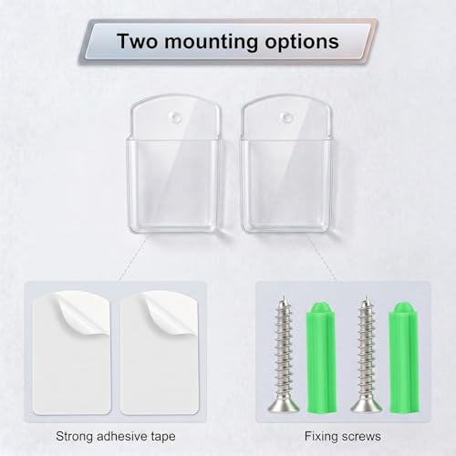 2 PCS Remote Control Holder Wall Mount, TV Remote Control Holder, Self Adhesive Pen Holder Organizers and Accessories for Home Office School (2, Clear) - color: Set of 2-Clear