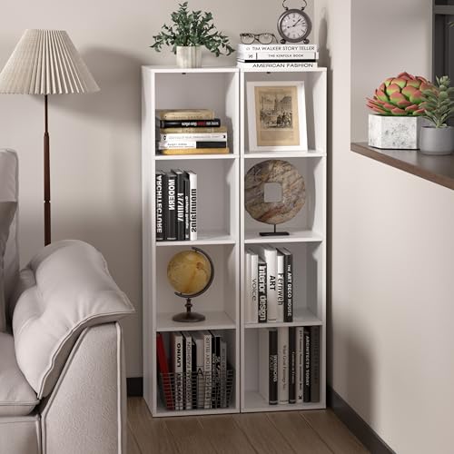 4 Cube Storage Organizer, Cube Shelf, Freestanding 4 Tier Open Shelf Bookcase for Home Office, Bedroom, Living Room, Study, White - color: White, size: 4-Cube