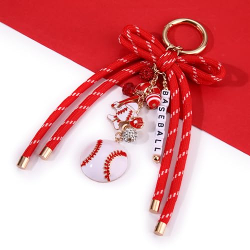 PHALIN Football Baseball Basketball Golf Bag Charms Keychain for Women Men Bow Purse Charm Sport Mom Gifts - style: Baseball-2
