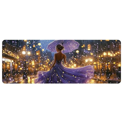 Leather Woman Desk Pad, Colorful Art Mouse Pad Large Computer Keyboard Gaming Mousepad Waterproof Desktop Protector & Cover, Decorative PU Leather Laptop Mouse Mat Home Decor 10 x 25.6 inch C91 - color: colorful-10