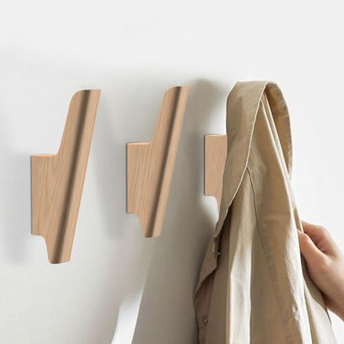 Wood Wall Hooks 4 Pack Coat Hooks Wall Mount Natural Wooden Hooks for Hanging Hat, Bag, Backpack, Rustic Coat Hooks for Wall, Wood Towel Hooks for Bathrooms and Entryway Hooks - color: Beech