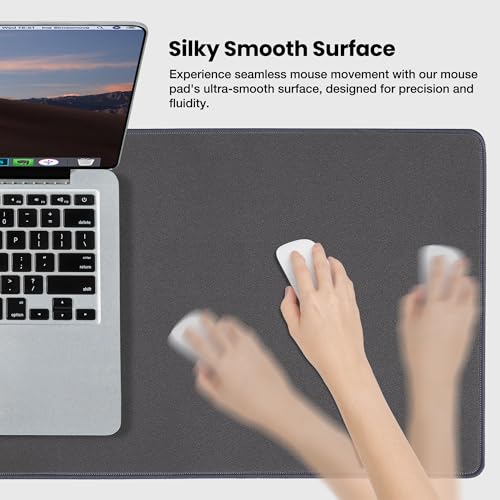 ALOANES Waterproof Mouse Pad with Durable Stitched Edge, Gaming Keyboard, Non-Slip Rubber Base Mouse Mat, Extended Desk pad for Gamer, Office& Home, Dark Gray Mousepad 3XL(35.43"x15.74"x0.12") - color: 02- Dark Gray, size: 3XL(35.4" x 15.7")