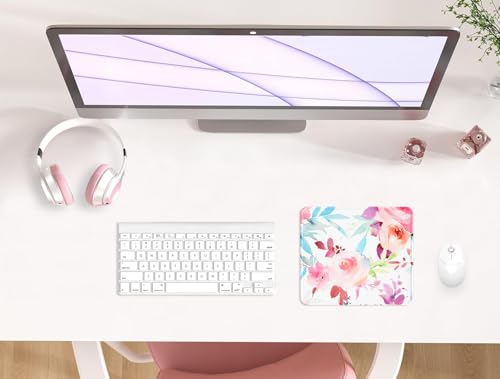 eulps Mouse Pad with Stitched Edge, Multiple Patterns Computer Mouse Pads with Non-Slip Rubber Base, Washable Cloth Mousepad, for Gaming, Laptop, PC (Pastel Bloom) - color: 30Pastel Bloom