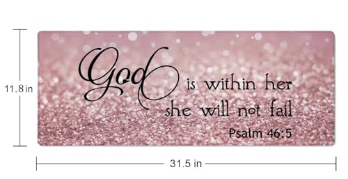 Bible Verse Gaming Mouse Pad Large, Keyboard Mouse Mat Desk Pad, Non-Slip Rubber Base with Stitched Edges Mousepad, 31.5X11.8 inch - Psalm 46:5 God is Within Her,She Will not Fall - color: God is Within Her,she Will Not Fall