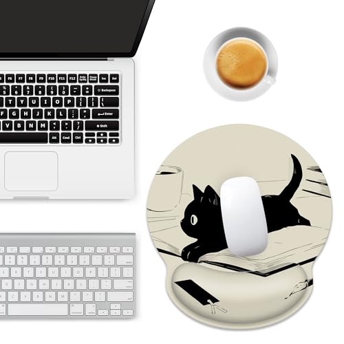 Ergonomic Mouse Pad with Wrist Support,Kawaii Anime Black Cat Mouse Pad with Wrist Rest,Relieve Wrist Pain Mousepad Non-Slip Rubber Base,Mouse Pads for Desk,Computers,Laptop,Office,Home,Accessories - color: Kawaii Anime Black Cat