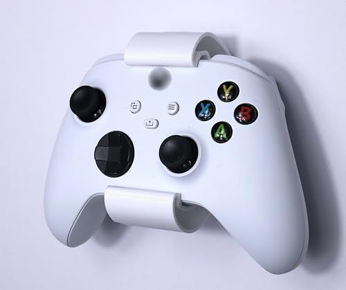 Controller Holder – Under Desk or Wall Mount Compatible with PS5 DualSense and Xbox Controllers | Quick Snap-in Design | Made in USA - color: White, size: Xbox