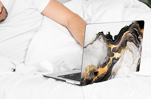 DONGKE Compatible with MacBook Pro 13 inch Case 2024 2023-2020 Release A2338 M2/M1 A2251 A2289 with Retina Display & Touch ID, Plastic Hard Shell & Keyboard Cover & Screen Film - Abstract Marble - color: Abstract Marble D159