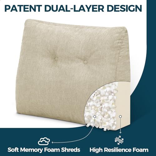 Back Support Pillow for Recliner Soft Dual Layer Lumbar Support Pillow with Shredded Memory Foam Ergonomic Orthopedic Couch Lumbar Cushions for Elderly Lower Back Pain Relief Khaki - color: Khaki