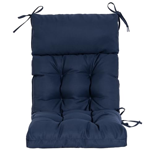 QILLOWAY Outdoor Rocking Chair Cushions Set of 2, 100% Polyester Waterproof Patio Rocking Chair Cushion, High Back Weatherproof Chair Pad for Adirondack & Outdoor Furniture, Navy Blue - color: Navy