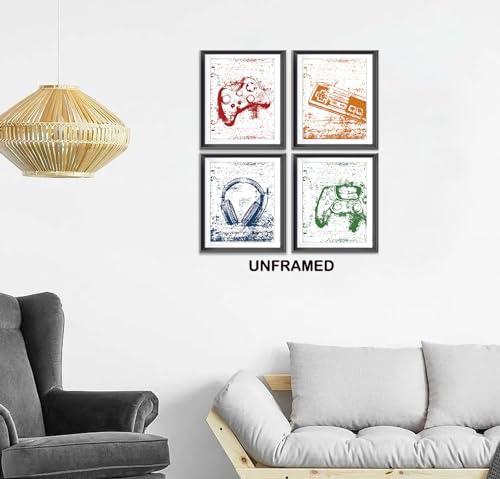 Retro Video Game Gaming Poster Prints for Home Boys Room Playroom Decor,Black And White Video Game Decorations Prints Wall Art Unframed 4pcs 8x10inches,Gift for Gamer Boys Gaming Love (8×10 inc) - color: Black, size: colours-1