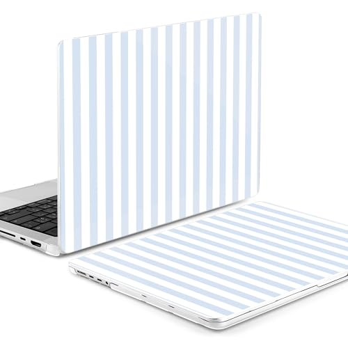 DONGKE Compatible with MacBook Pro 16 Inch Case (2026-2021 Release, M5 M4 M3 M2 M1 Pro/Max Chip), Plastic Hard Shell with Keyboard Cover & Screen Protector for MacBook Pro 16", Blue & White Stripes - color: Blue & White Stripes
