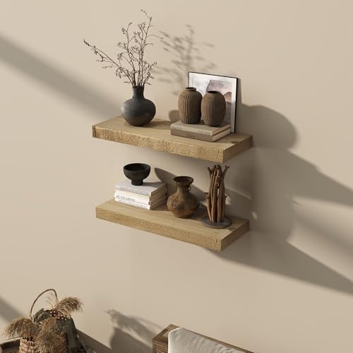 Acovy 24/30/36/40/48/55/72" Unfinished Solid Reclaimed Wood Floating Shelves, Rustic Heavy-Duty Wall Shelves, 8" Deep Floating Shelf for Living Room, Bathroom, Bedroom and Kitchen, Natural - color: Natural, size: 24inches-2P