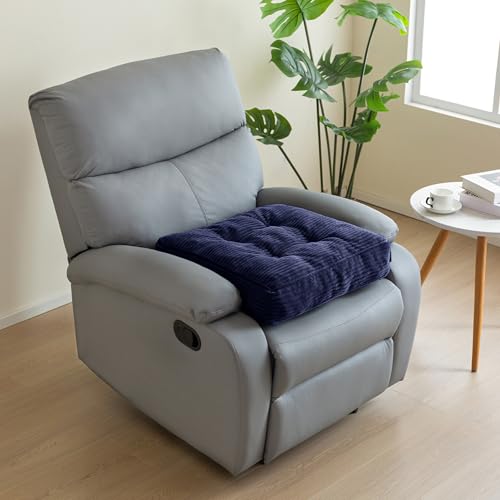 HIGOGOGO Tufted Corduroy Recliner Seat Cushion for Elderly, High Density Foam Large Square Seat Cushion for Recliner Chair, Floor Pillow, Office Chair, Car, No Pressure on Thighs, 20x20x4, Navy - color: Navy, size: 20x20x4