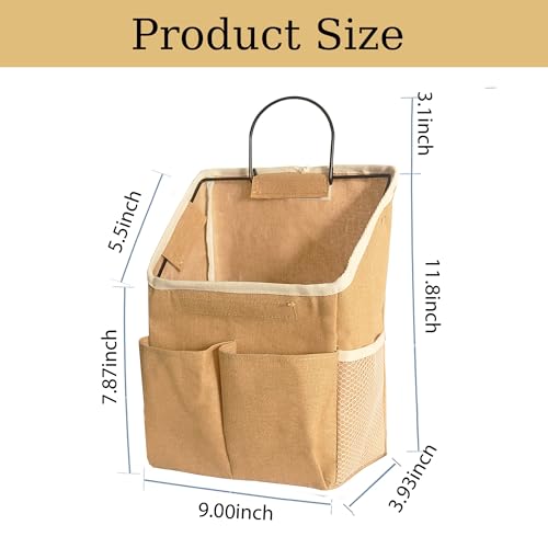 2pcs Wall Hanging Storage Bag,Wall Hanging Organizer Bags with Pockets, Wall Organizer Storage for Dormitory Bathroom Bedroom Kitchen(Dark khaki) - color: Dark Khaki
