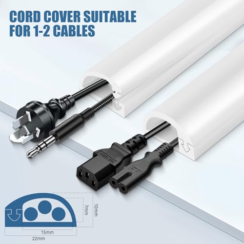 Silicone Wall Wire Hider, Side Open Wire Covers for Cords on Wall, 10FT Self-Adhesive Flexible Cord Hider for Mounted TV, Home Office, Cavity 0.63" W x 0.31" H - color: White, size: 10 FT