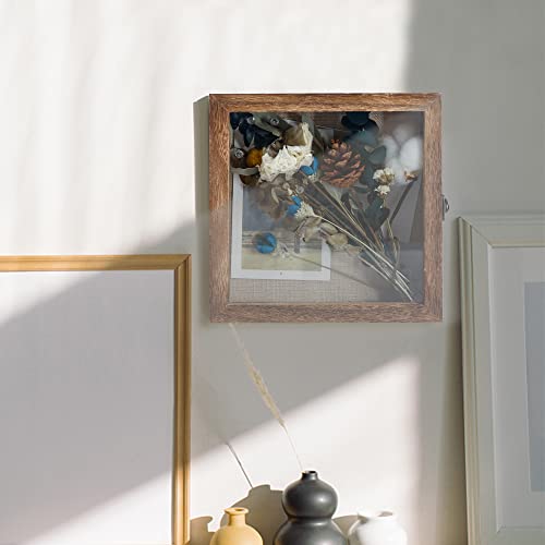 GraduatePro Shadow Box Frame 8x8 Display Case with Linen Back, Real Glass Window Door with Hinge, Picture Frame Wedding Bouquet Memorabilia Medals Photos Memory Box for Keepsakes, Carbonized Black - color: Carbonized Black, size: 8"x8" (20x20 cm)