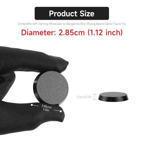 100Pcs 28.5mm/1.12inch Plastic Model Miniature Bases,4mm/0.16 Thick Circular War Figure Display Stands For Gaming Miniatures or Wargames Role Playing Board Game Figure Toy (100PCS-28.5mm-Black Round) - color: 100PCS-28.5mm-Black Round