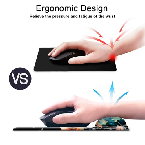 HOPONY Gel Wrist Rest Mouse Pad-Ergonomic Office Mousepad with Wrist Support-Non-Slip,Design Desk Accessories Mat for Home&Game Decor Floral White - color: Floral White