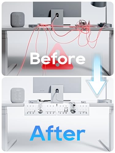 NODOCA No Drill Under Desk Cable Management Tray, 14'' Wire Management, Punch-Free Clamp on, Metal Cable Tray, Wire Organizer, Under Desk Basket for Office and Home, White - color: White, size: 【Clip-on】14''×1pc