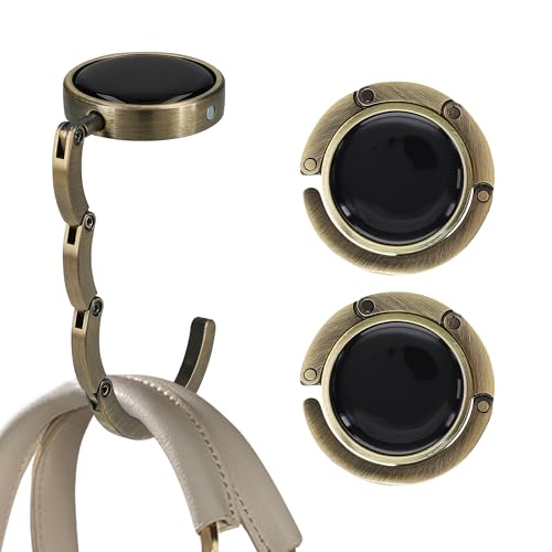 kwmobile Purse Hook for Table - Set of 2 Purse Holder - Folding Handbag Hanger - Portable Bag Holder - Bag Hooks for Desk - Table Hook Bronze - color: Bronze