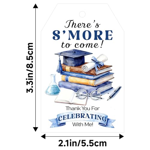 G2PLUS Graduation Gift Tags - 50Pcs Graduation Thank You Tags with String, Blue Thank You for Celebrating with Me Tag for 2026 Congrats Grad Party Favors - style: Graduation - Blue