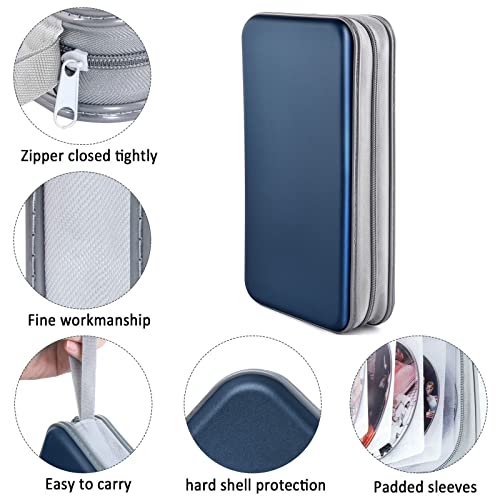 DVD Case, Bivisen CD Case Holder Wallet Binder 96 Capacity CD/DVD Cases Storage Holder Binder Organizer Wallet Book for Car Home Travel (Dark Blue) - color: Dark Blue