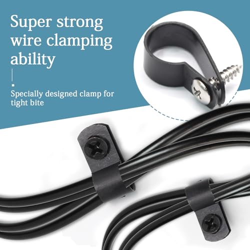 50 Pcs 5/8 Inch Black Nylon Screw Mounting R-type Cable Clip Wire Clamp, 16mm Cable Clip Wire Clamp for Wire Management, Stainless Steel Screws Included - color: 50 Pcs Black, size: 5/8