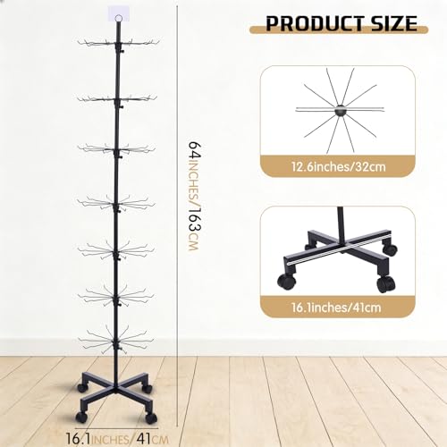 Ripeng 1 Pcs 7-Tier Rotating Retail Display Stand Display Rack for Earring Keychains Jewelry Vendor Events and Stores Movable Adjustable Shop Spinner Black Ornament Holder - color: Black, size: 7 Tier