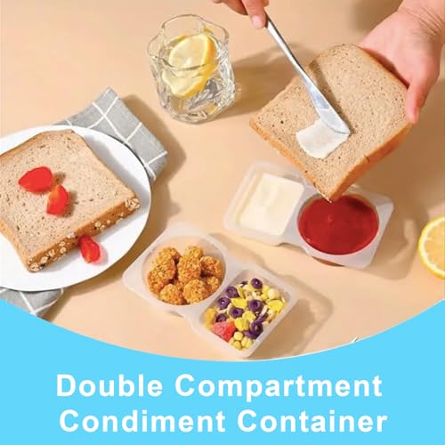 Pure Future 20-Pack Reusable Snack Containers with Lids, 2-Compartment Snackle Box Container for Meal Prep, Portion Control Snack Pack for Office, Travel & Gym, Microwave Safe (40 Pcs)