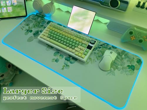 JMIYAV RGB Gaming Mouse Pad PC XL Large Extended Glowing Led Light Up Desk Pad Non-Slip Rubber Base Computer Mouse Pad Cute Mousepad Mat Spring Willow - color: G-spring Willow