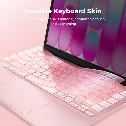 EooCoo Premium Keyboard Cover Skin Protector, Laptop Accessories Compatible with 2026 2025 2024 2023 2022 2021 M5-M1 Pro/Max MacBook Pro 14/16, M5-M2 MacBook Air 13/15, 2026 Mac Neo 13, Blush Clear - color: Blush Clear
