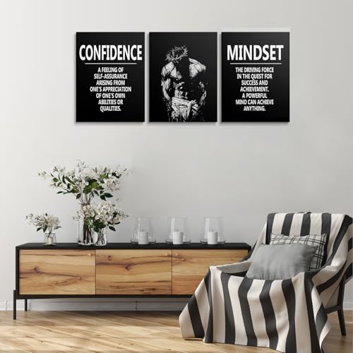ZHIYANGY Motivational Wall Decor, MINDSET CONFIDENCE Encourage Wall Art, Motivational Posters, Inspirational Workout Wall Art for Office Room Decor Gift for Teen Boys - color: 3P-CONFIDENCE, size: 24 x 36 inch x 3pcs