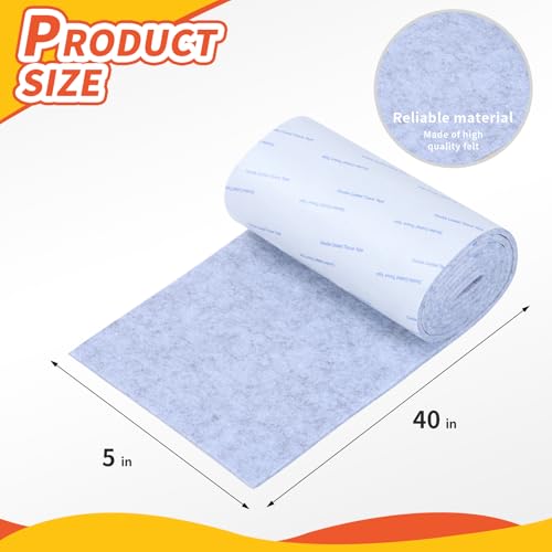 Felt Furniture Pads, Non Slip Self Adhesive Cuttable Felt Tape Gray Heavy Duty Felts Strip Roll for Protecting Hardwood Floors Chair Wall Protector (40 x 5 x 0.12 Inch) - color: Grey, size: 5" x 40" (1 Pack)